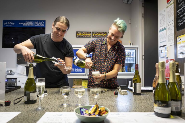 Stevie and HK pouring